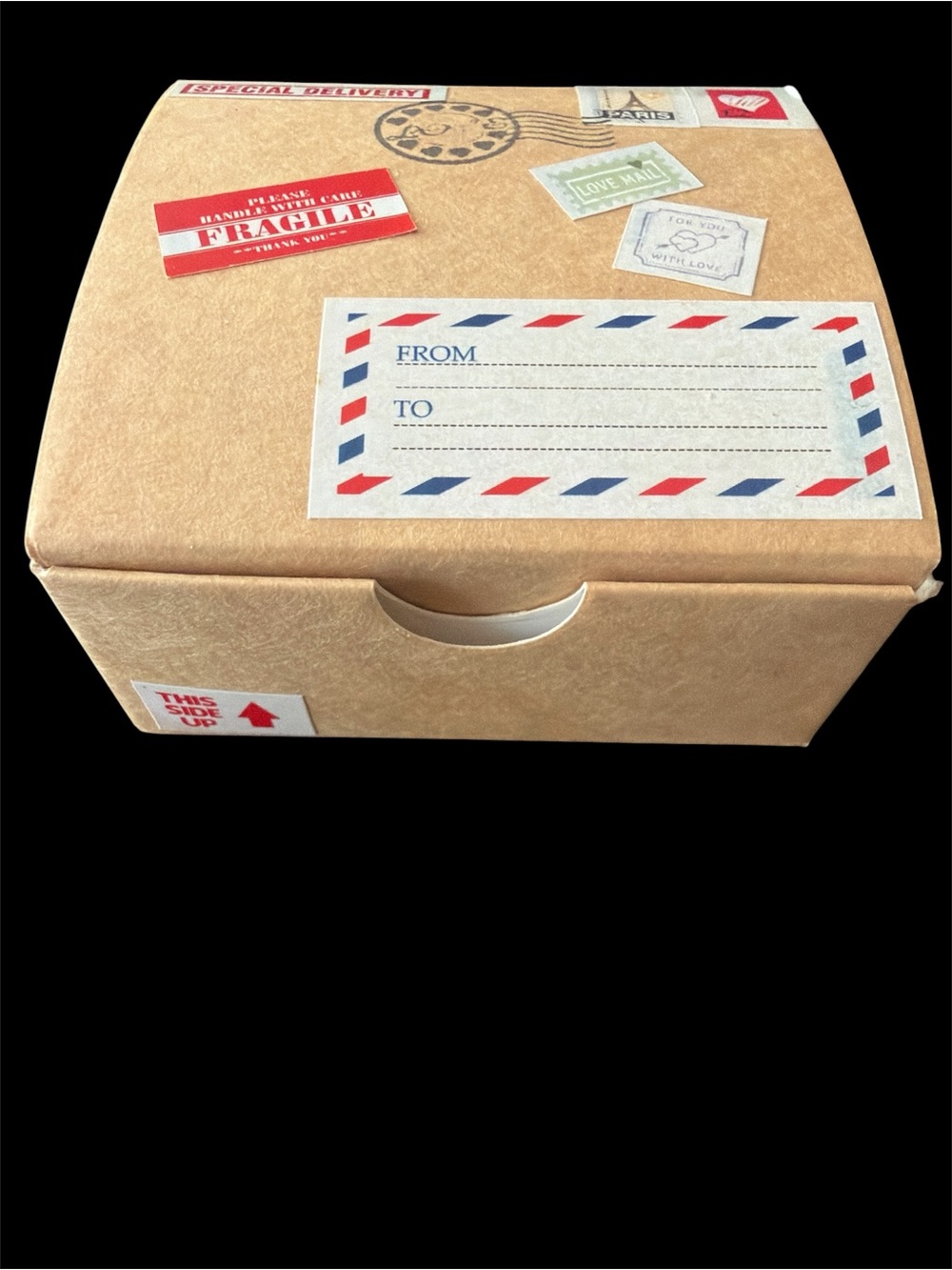 Decorative Postal-Style Storage Box with Heart Shaped Key pendant